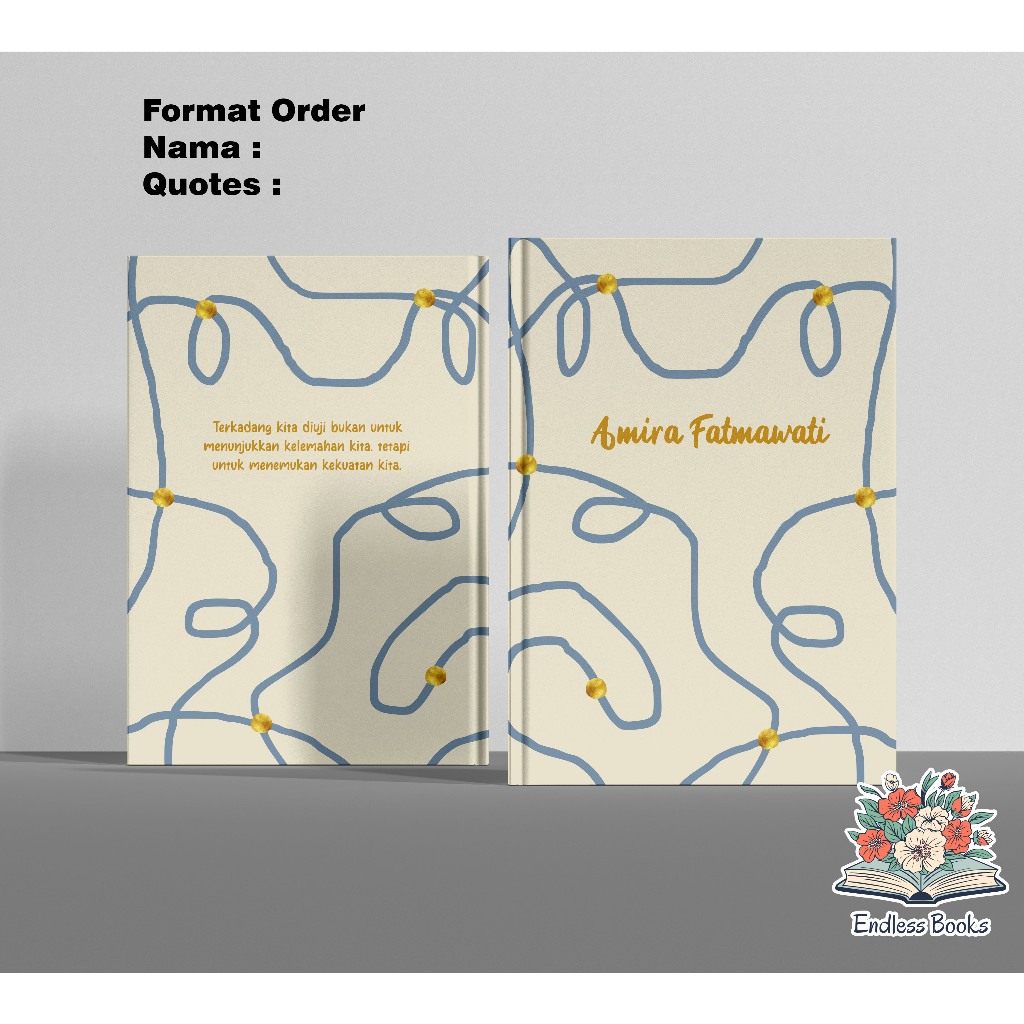 

Buku Catatan Notebook Hardcover A5 custom nama dan quotes 01