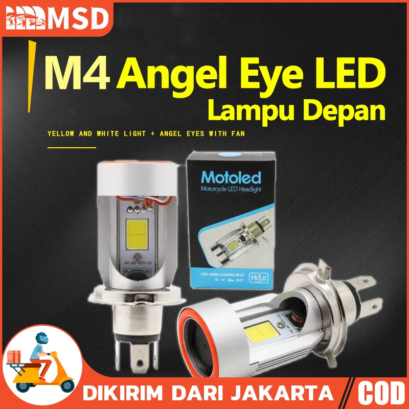 1PCS H4 3 Kaki LAMPU WITH FAN TEMBAK LASER LED 2 WARNA PUTIH MERAH/BIRU JAUH DEKAT SUPER TERANG Lamp