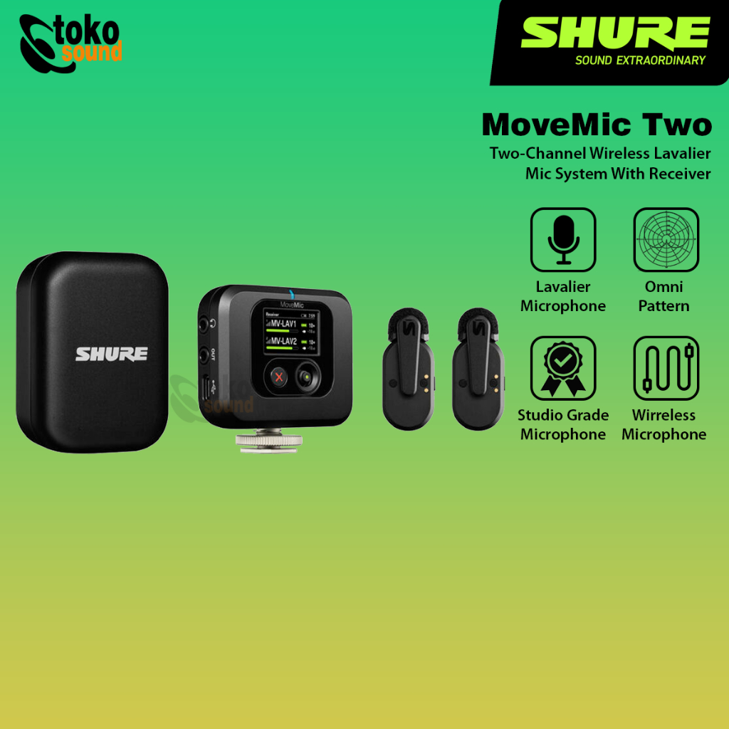 Shure MV TWO KIT MoveMic Two Receiver Kit Wireless Lavalier Microphone