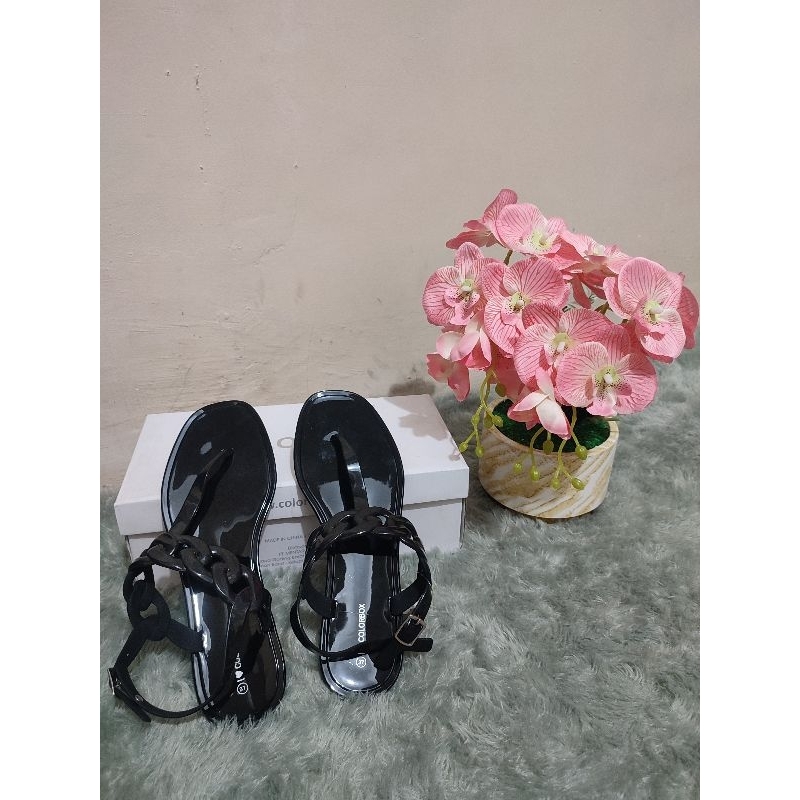 COLORBOX sandal flat wanita jelly glossy sale original