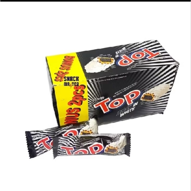 

COKLAT TOP Delfi black in white per bok isi 24+2 pc