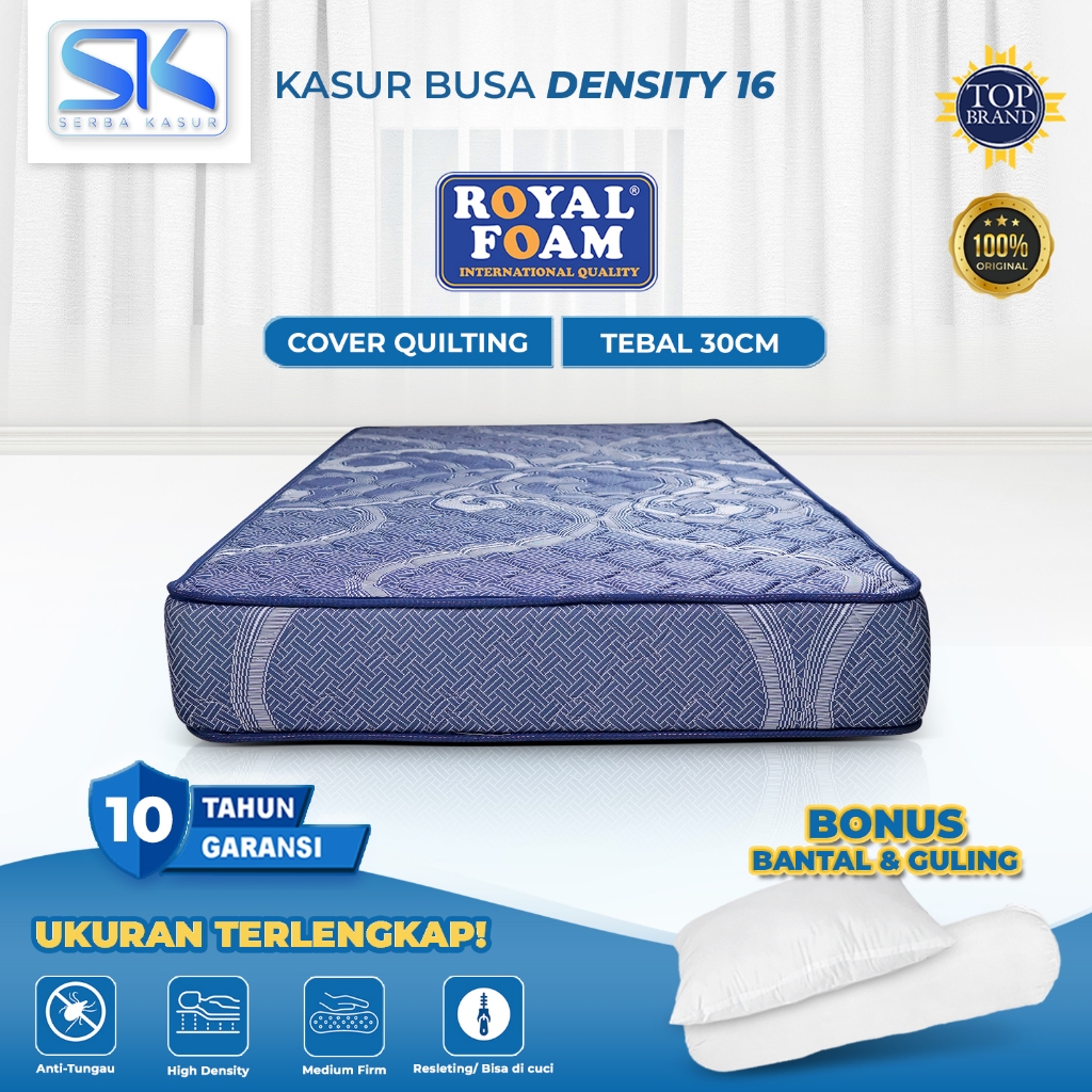 SERBA KASUR - Kasur Busa ROYAL FOAM Original D16 Tebal 30CM Garansi Resmi 10 Tahun Cover Quilting Se