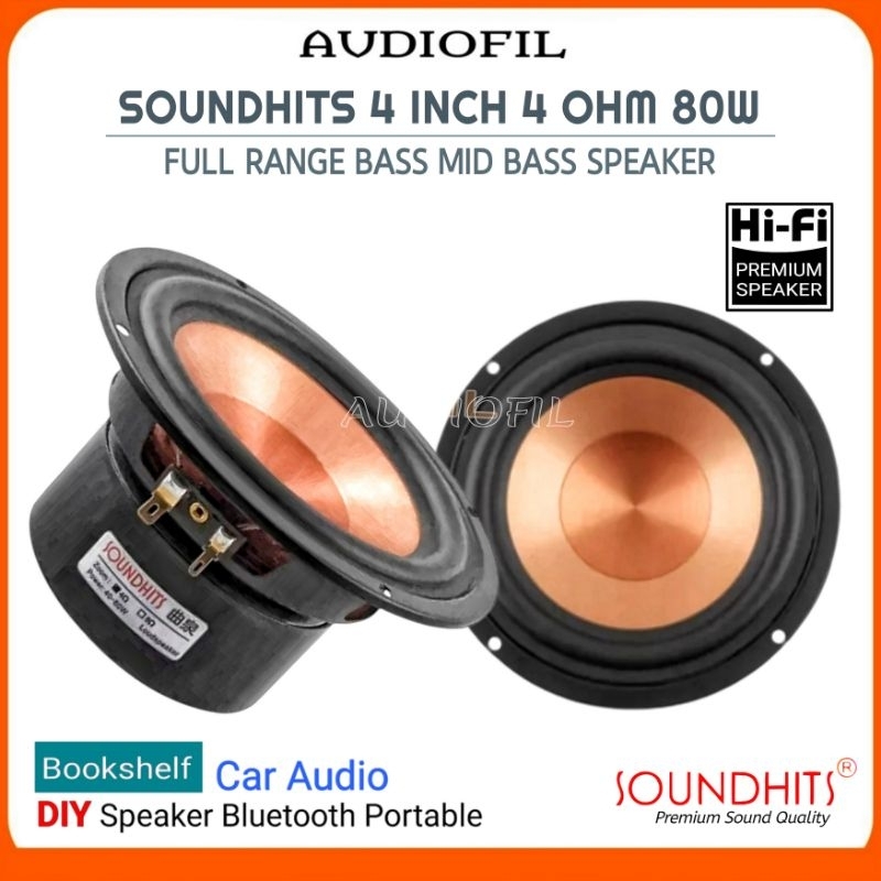 Speaker Mid Bass Woofer 4 Inch 80W Hifi Mid range Bass