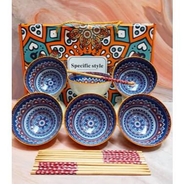 MANGKOK KERAMIK JAPANESE ISI 6PCS- MANGKOK MEWAH MURAH HAMPERS SOUVENIR - MANGKOK SET CANTIK - Porce