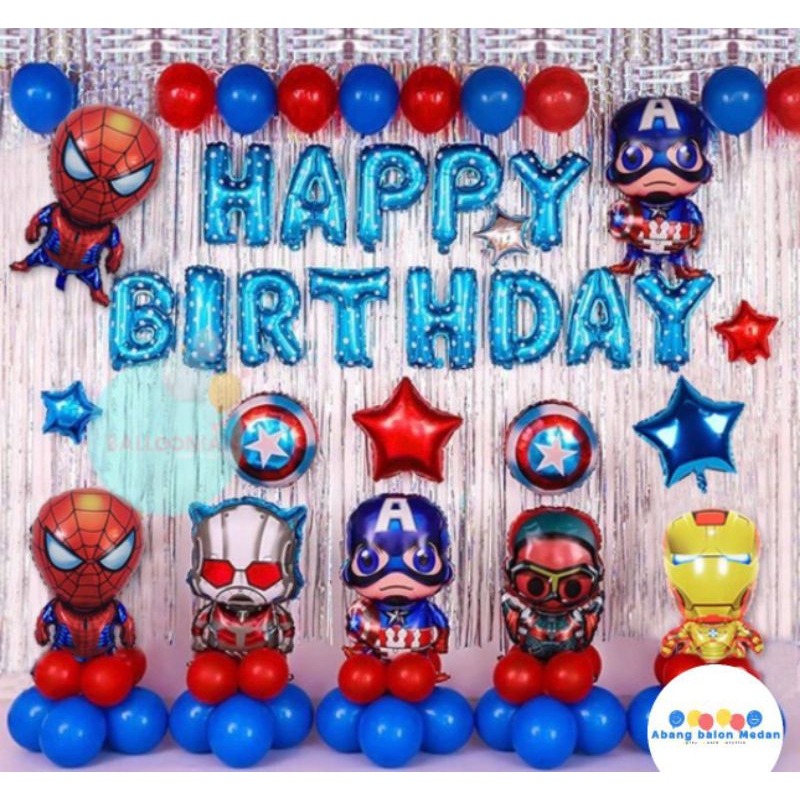 AVENGERS PREMIUM DEKORASI SET/BALON FOIL/BALON KARAKTER/PAKET DEKORASI ULANG TAHUN ANAK LAKI