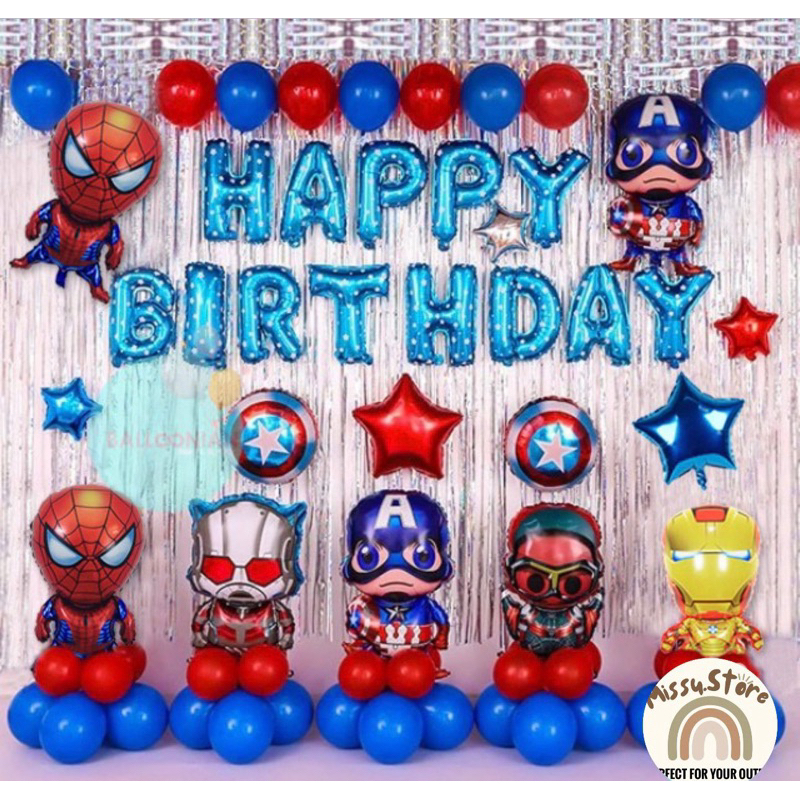 AVENGERS PREMIUM DEKORASI SET/BALON FOIL/BALON KARAKTER/PAKET DEKORASI ULANG TAHUN ANAK LAKI