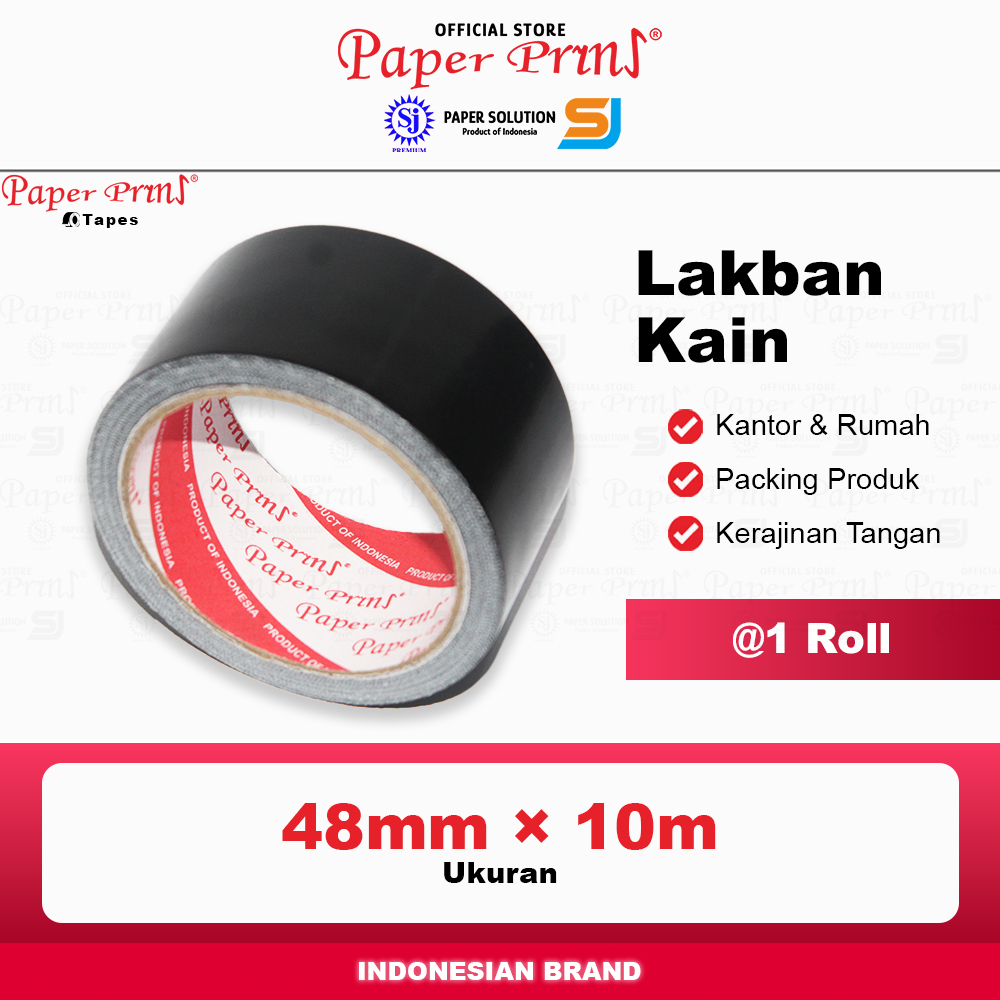 

Lakban Kain Cloth Tape Hitam 2 inch Paperpryns 48mm x 10m (@1 Roll)
