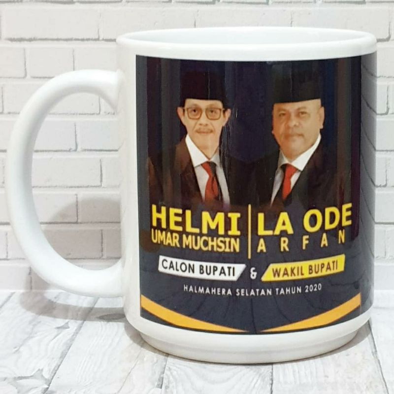 Souvernir Mug Pilkada Custom Mug Import Super White SQ One