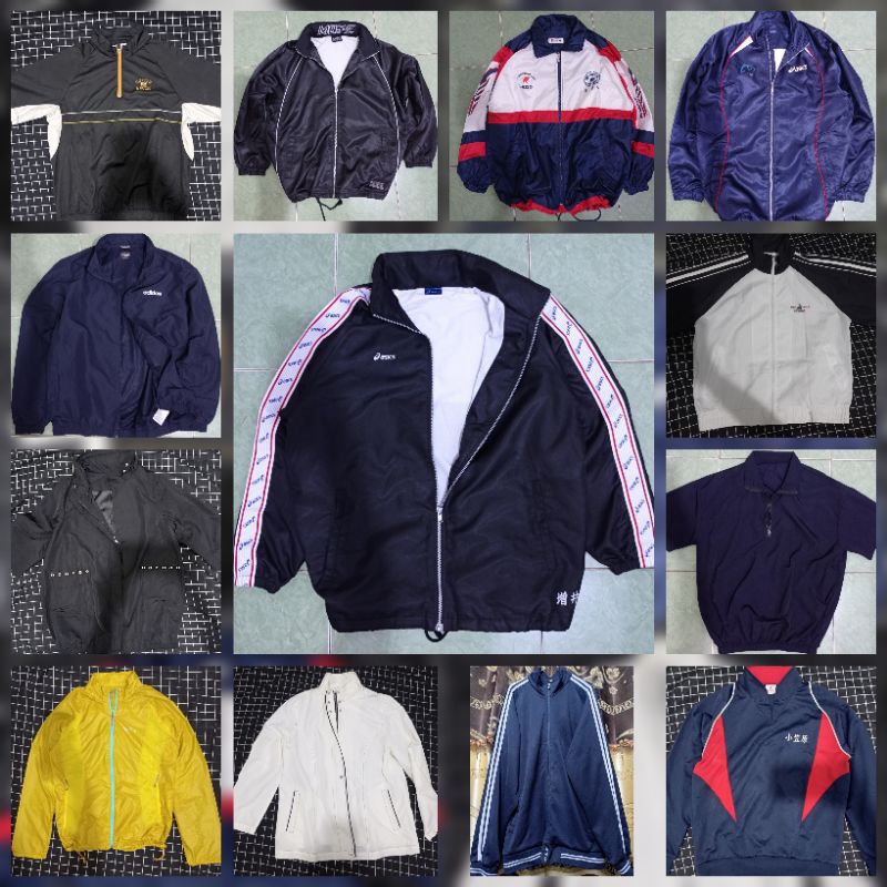 jaket thrifting casual vintage tracktop windbreaker vintage adidas asics