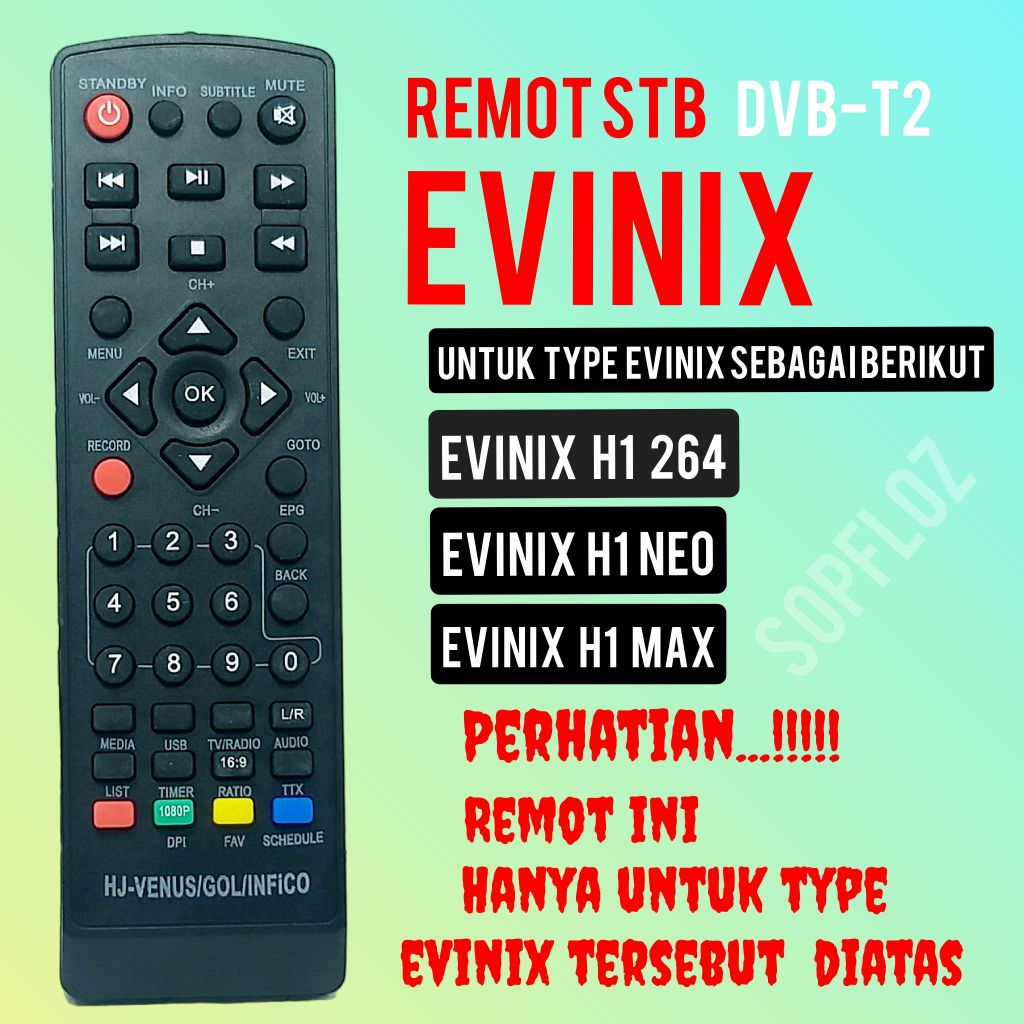 Remote set top box evinix h1-264 / h1-neo / h1-max