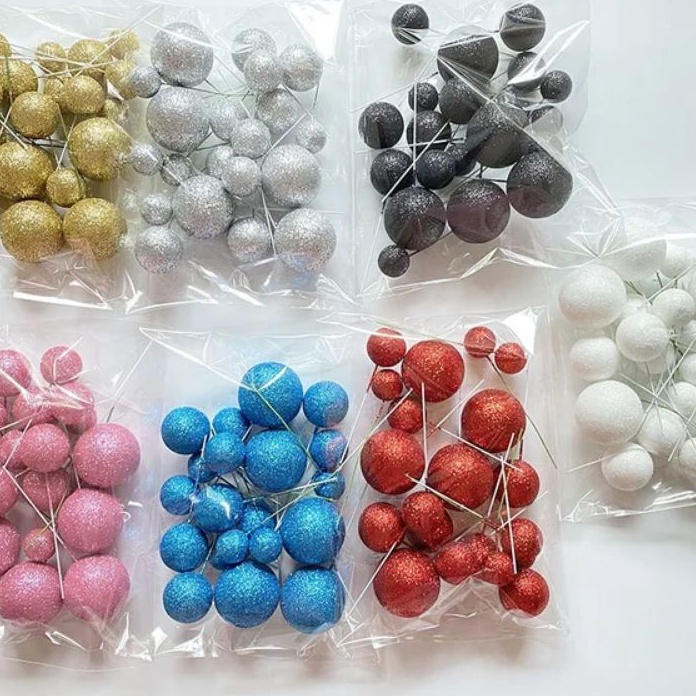 TRENDING  2 PCS Topper Bola Glitter 2 Pcs Balon Warna Warni Gliter Cake Topper Glitter Ball Topper H