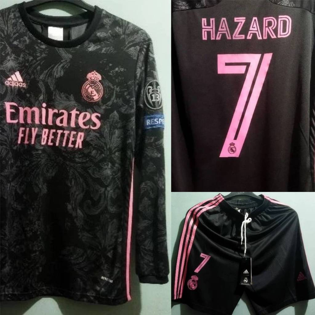 JERSEY MADRID 3RD 2020 2021 LONGSLEEVE 1 STEL HAZRD PTCH UCL 100% BEST QUALITY