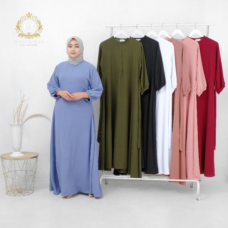DF-Gamis Polos Cringkle Premium Jumbo Simple Elegan- Syahwa Dress Wanita syar'i