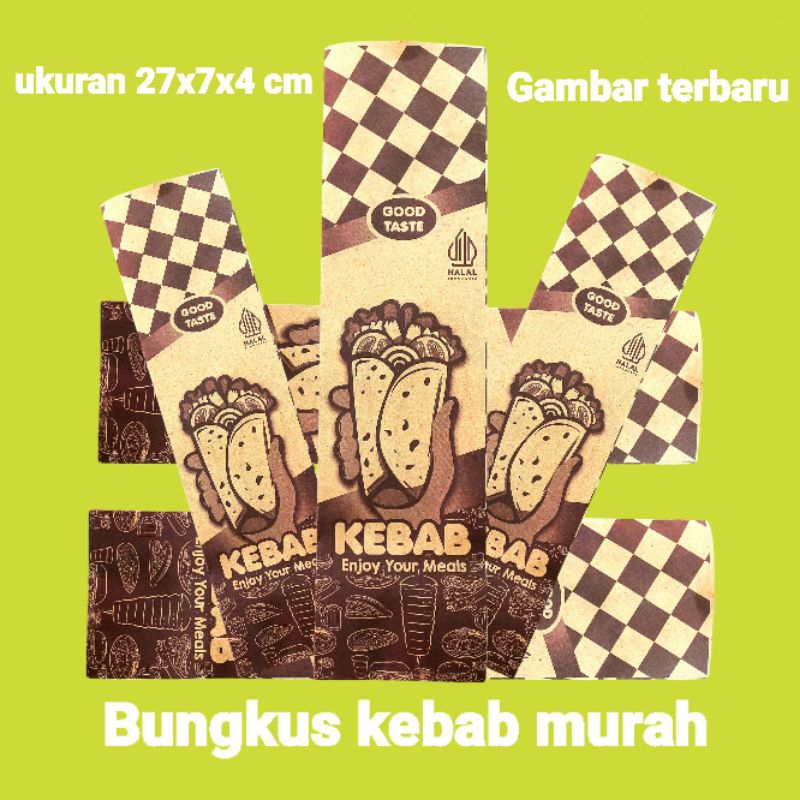 

Bungkus kebab 100 pcs,kertas kebab 100 pcs ,murah 27x7x4 cm