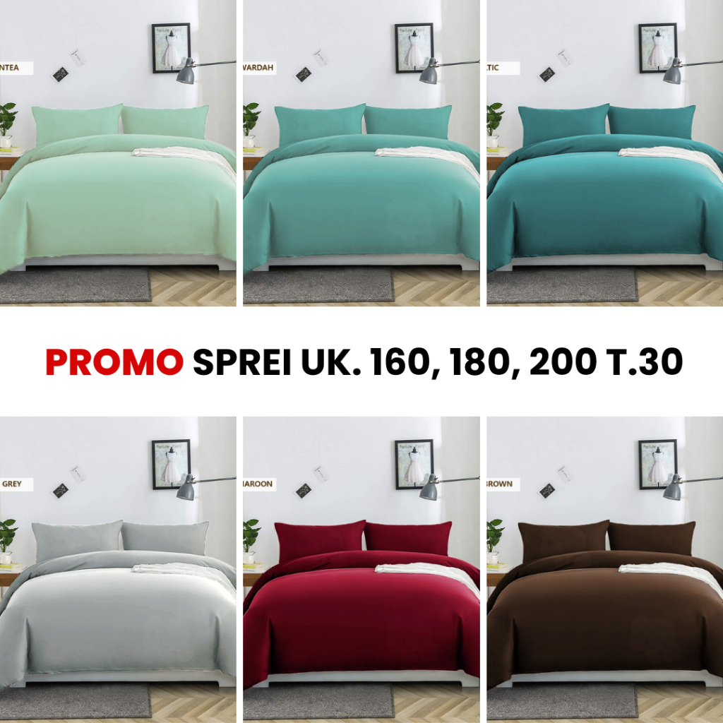 SPREI NYONYA SRI 160X200 180X200 200X200 T 30 CM POLOS MICROTEX DISPERSE 4 SUDUT MURAH BERKUALITAS