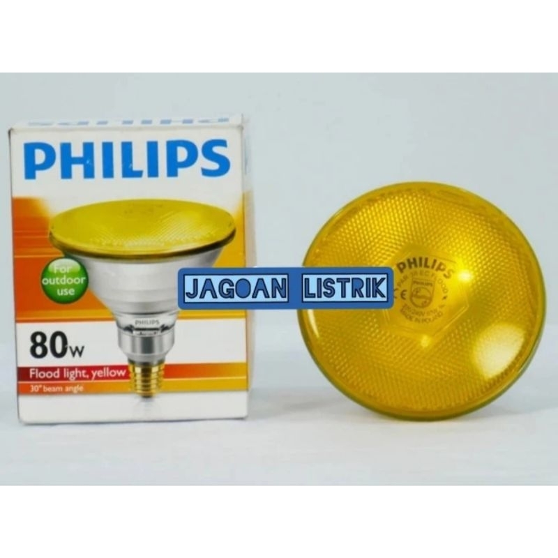 Lampu Sorot PAR 38 80W Kuning Philips Lampu Taman Floodlight Yellow 80 Watt 80 W PAR38