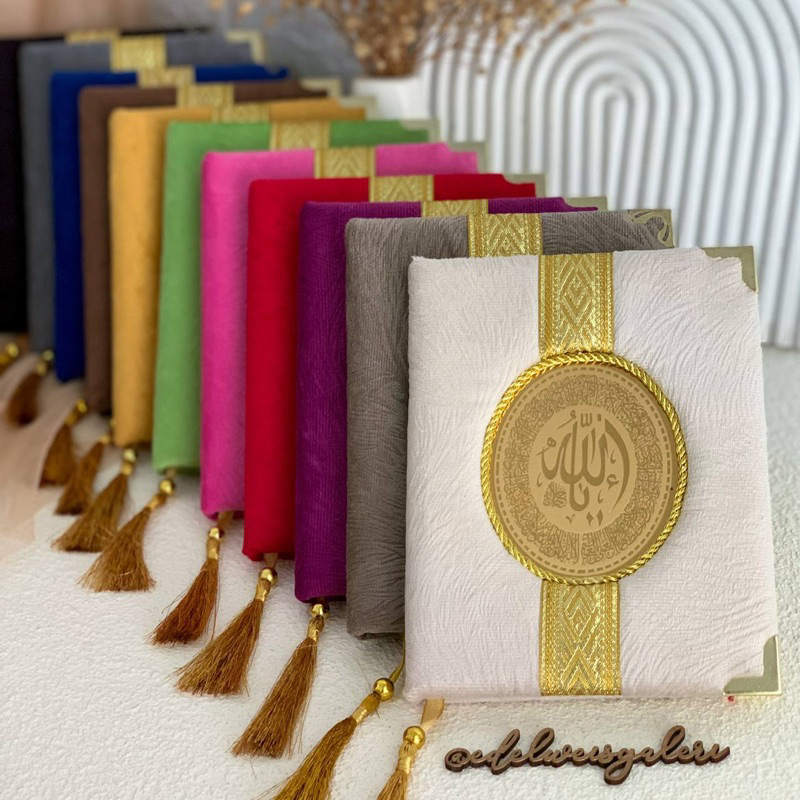 Cetak Yasin Tahlil Hardcover Lengkap Premium Custom Beludru Pita Gold Souvenir Pengajian 40 Harian
