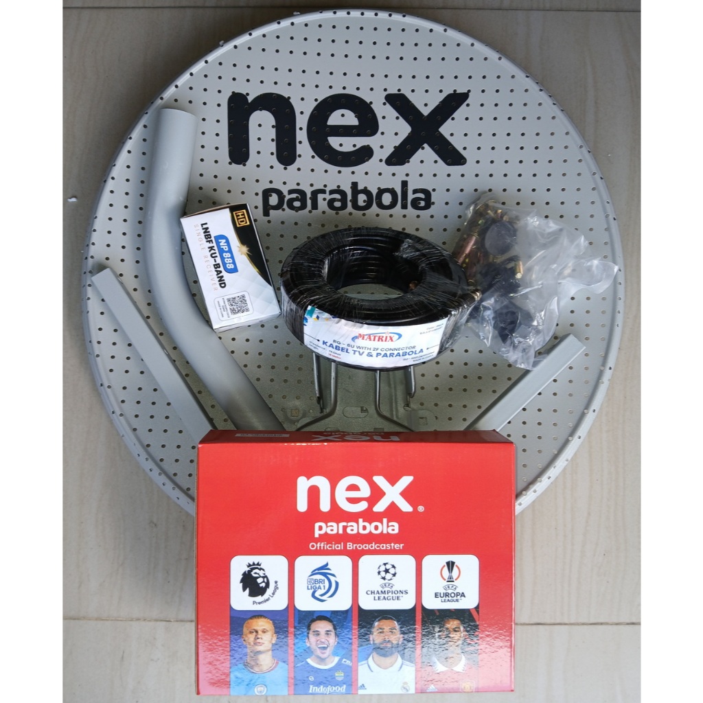 Satellite Receiver HD  Nex Parabola Kotak MERAH lengkap dengan Dish Solid Offset Diameter 45cm & LNB