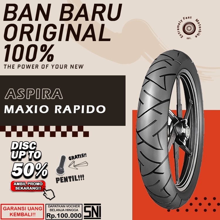 Ban Motor Matic Tublessss Ring 14 Aspira Maxio Rapido Ring 14 Ban Depan Belakang Beat Vario  Ring 14
