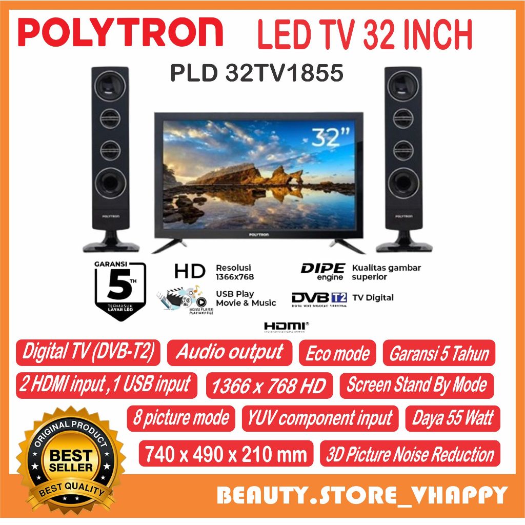 TV LED POLYTRON DIGITAL TV 32INCH PLD 32TV1855