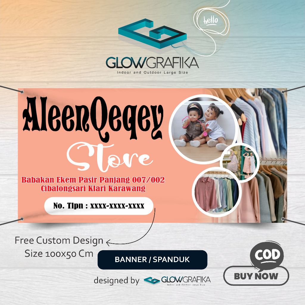 Cetak Spanduk Banner Toko Baju Custom Nama