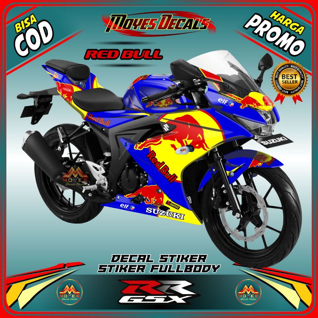 Decal Motor GSX 150R - Stiker Motor GSX 150R Fullbody Premium - Variasi Motor Suzuki GSX 150R REDBUL