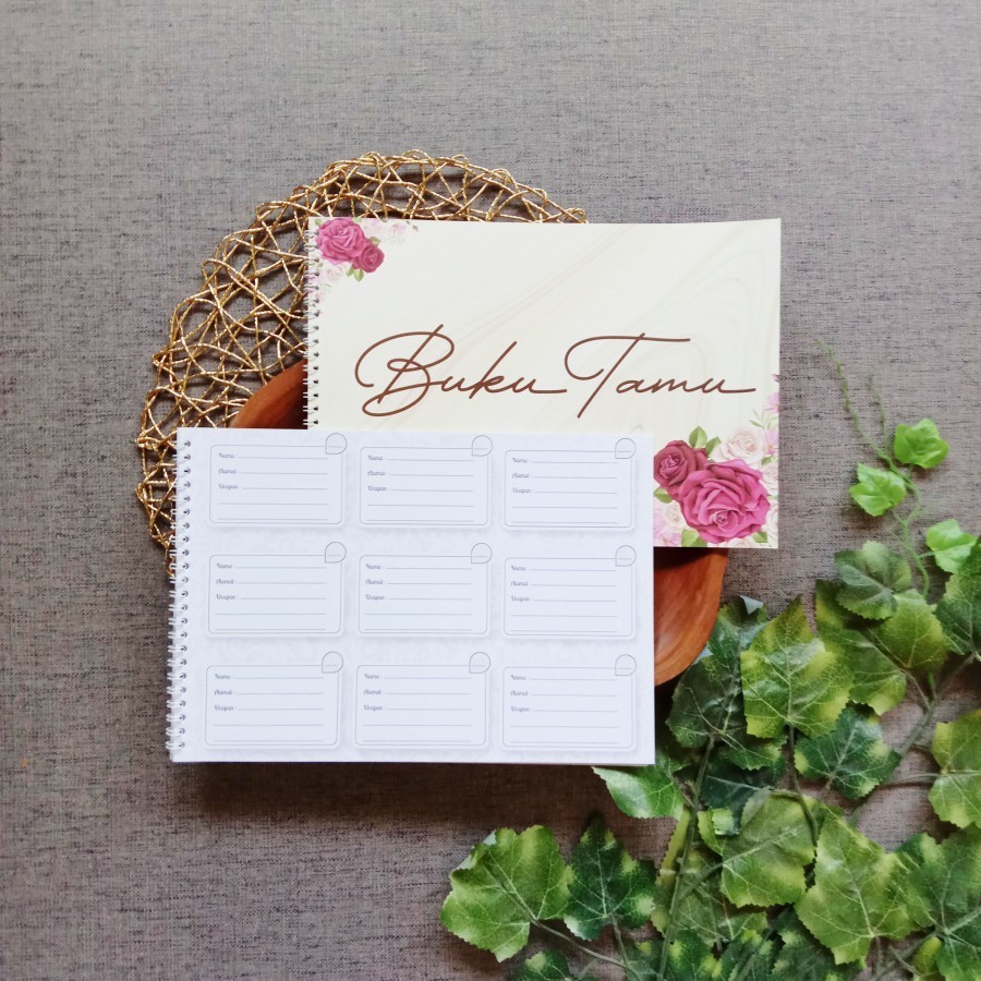 

Buku tamu pernikahan ring buku tamu urat kayu spiral