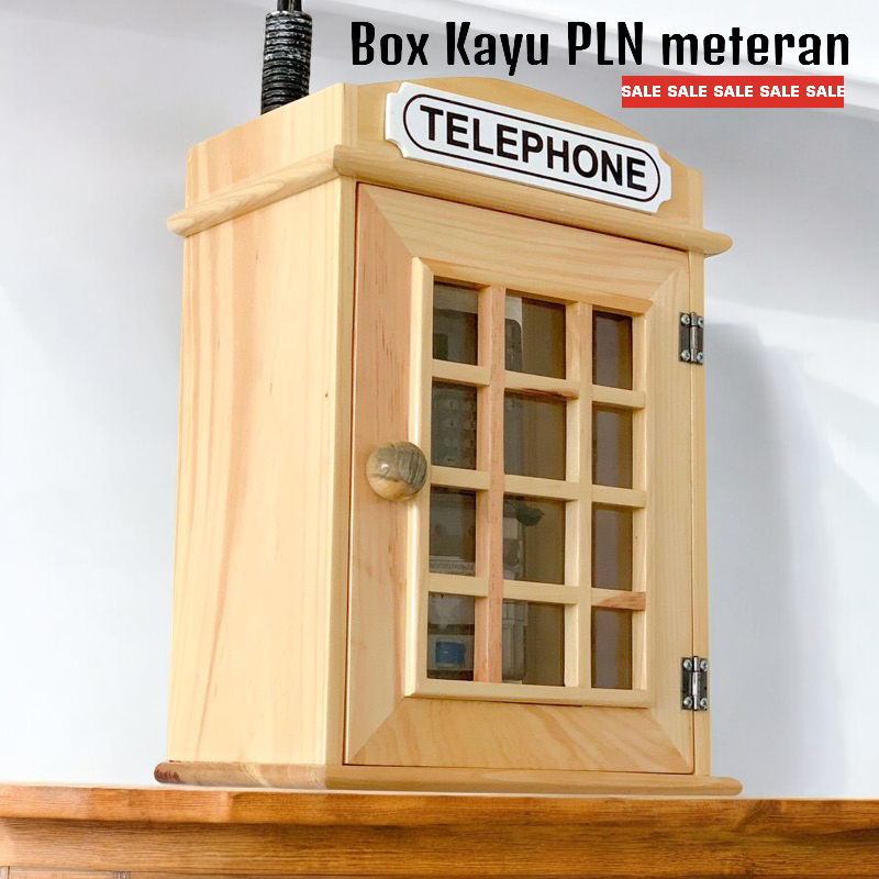 AJDecoration-Box Meteran Listrik Prabayar Token London Kayu Natural