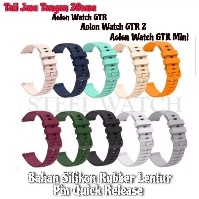 Si Strap Silikon 20mm Aolon Watch GTR / Aolon Watch GTR 2 / Aolon Watch GTR Mini Tali Jam Tangan Sil
