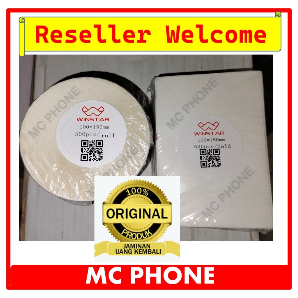

Resi Label Stiker Thermal 100x150 mm 10x15cm 500pcs Merk Winstar