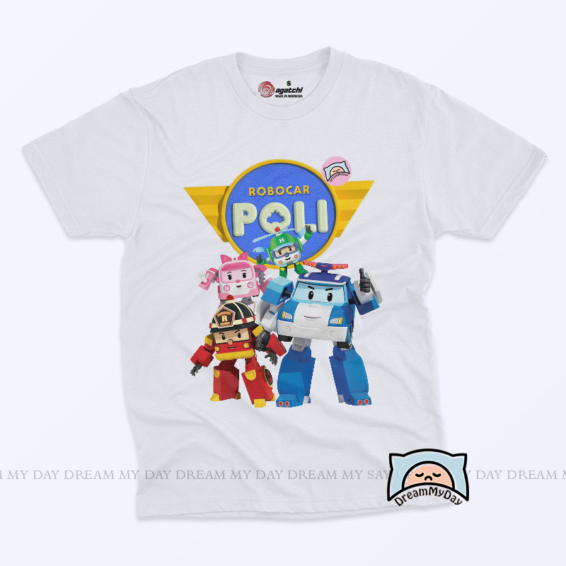 Baju Kaos / Atasan Anak Laki - Laki Motif Robocar Poli - Kaos Anak Motif Robocar Poli