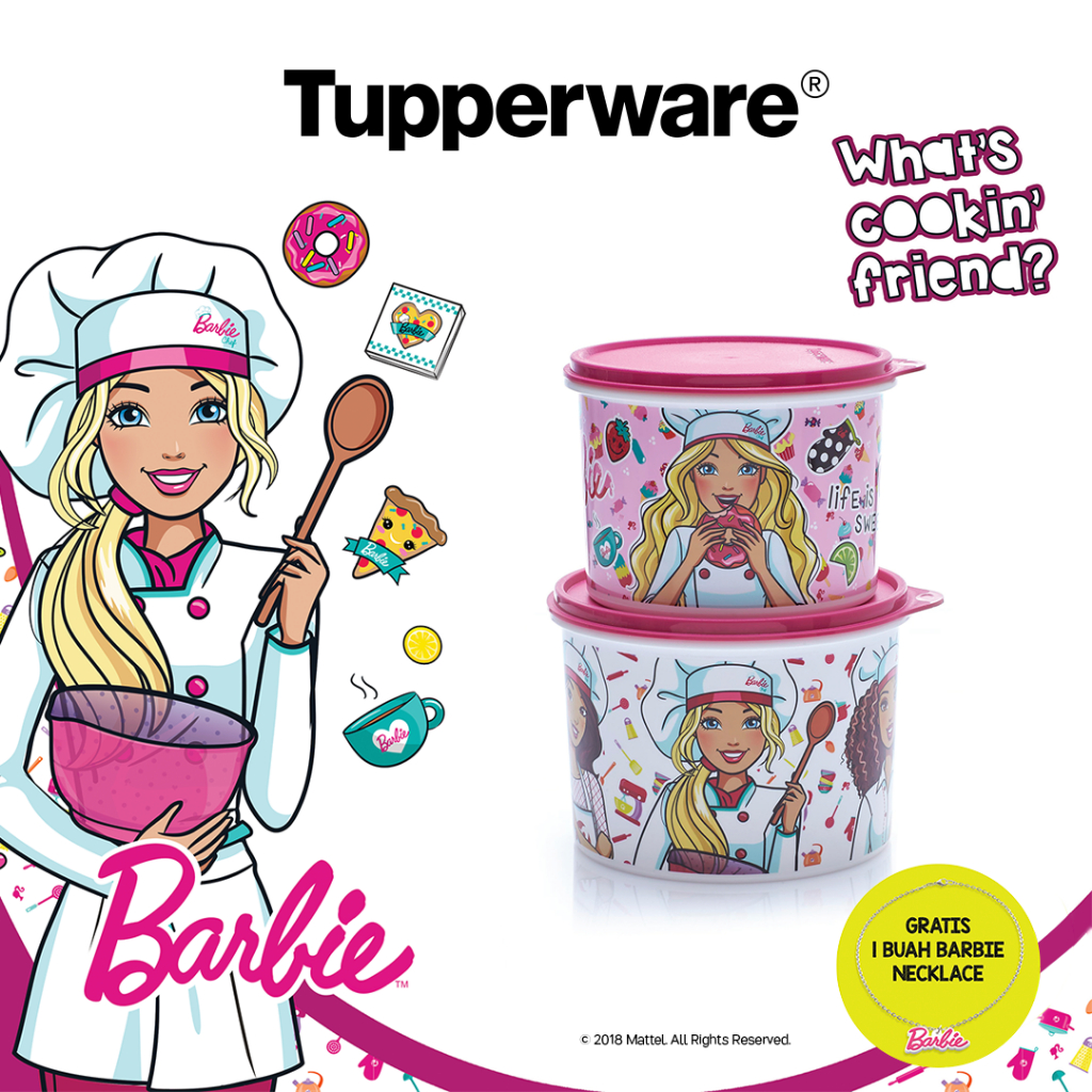 Toples Tupperware - Barbie Canister Set | Tempat Makanan Limited Edition + BONUS Kalung tema Barbie