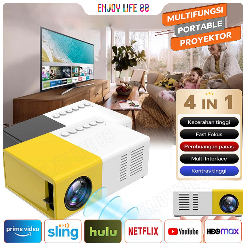 [Garansi 1 Tahun] Mini Proyektor YG300 Proyektor LED 1080 P Portabel Mini Projector Bioskop Bioskop