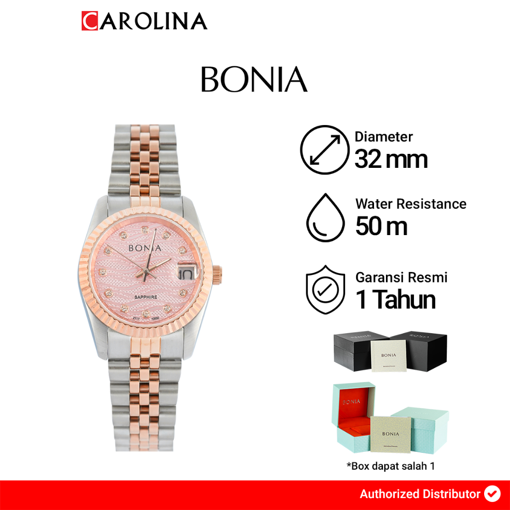 Jam Tangan Wanita Bonia Elegance B10550-3677 Pink Dial Silver Stainless Steel