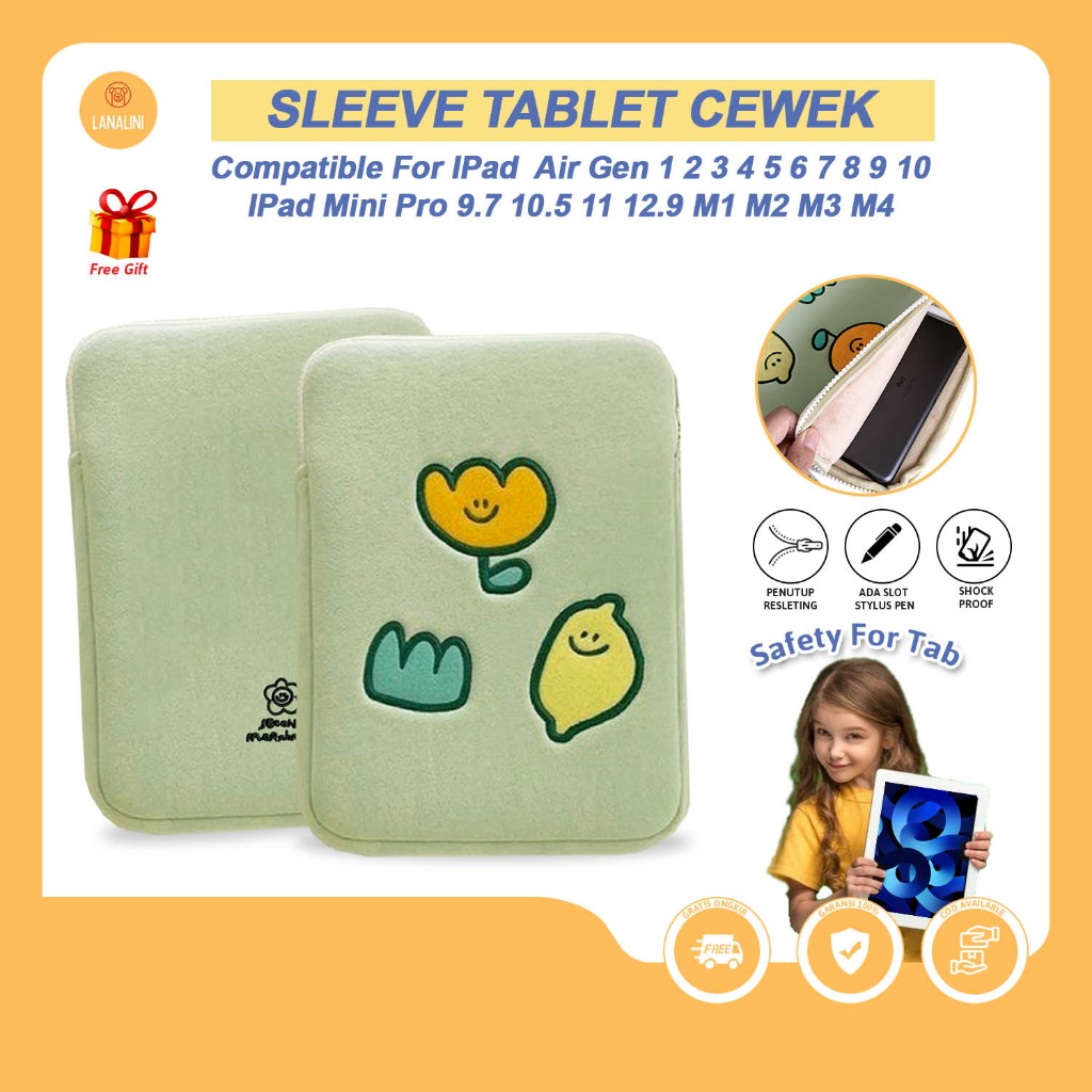 Tas Pelindung iPad 9 10 Air 5 6 7 Pro M1 Mini Sleeve Pouch Soft Case Bag Cover Tablet Laptop Univers