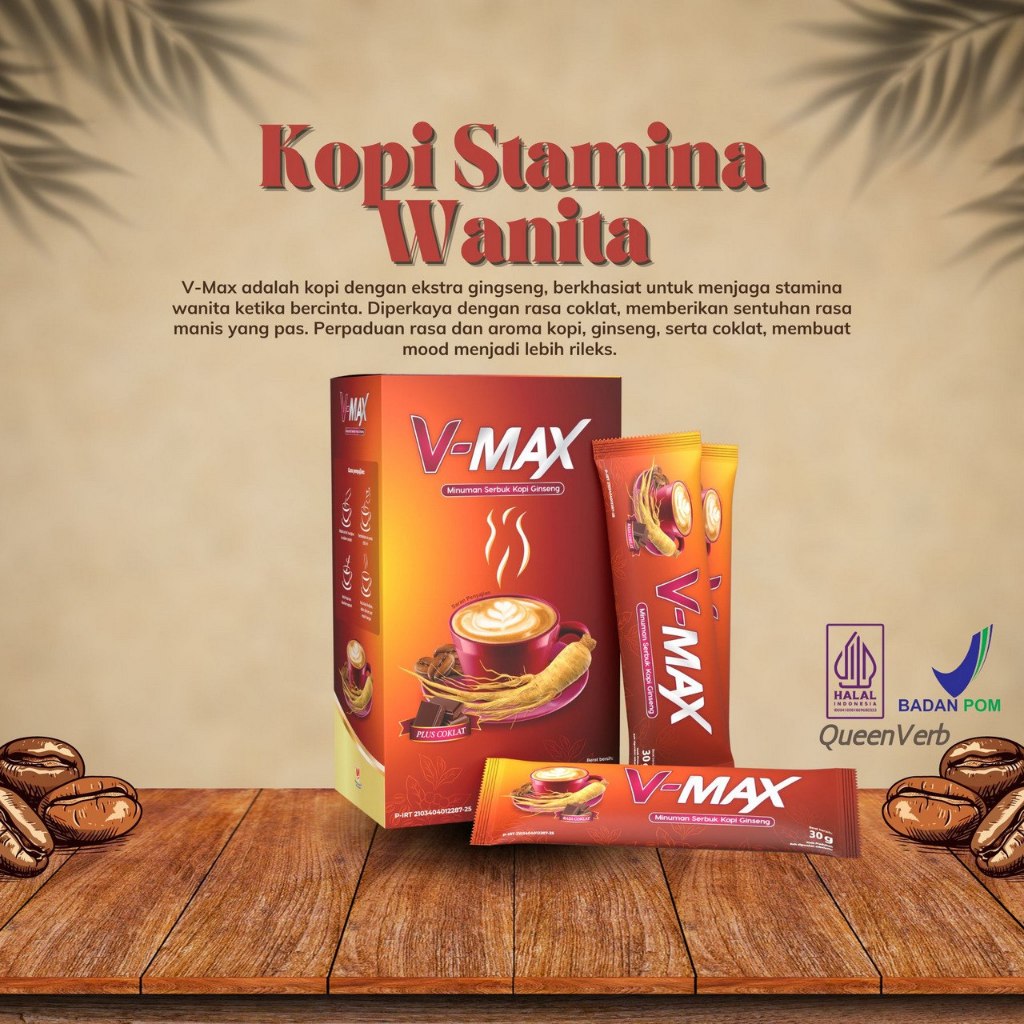 

KOPI V-MAX ORIGINAL Suplemen Minuman Stamina Wanita Coffee Rasa Cokelat Ampuh Bpom