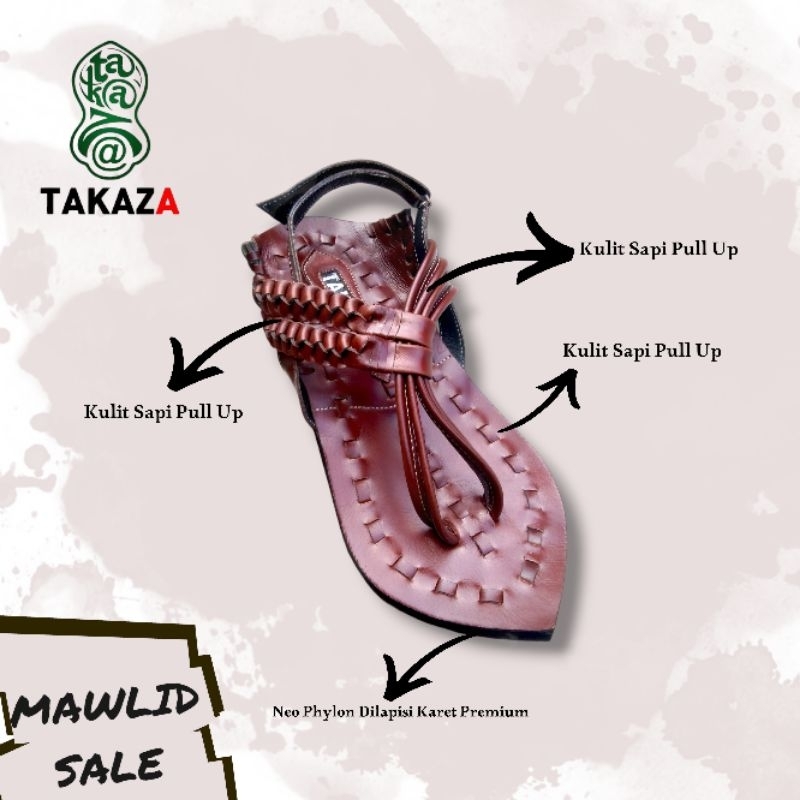 TAKAZA|Sandal Tarumpah Kulit Sapi|Replika Sandal Nabi Size 38-46