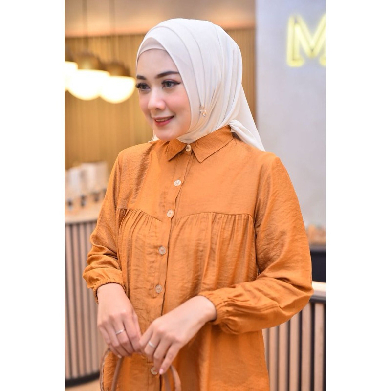 Ayura Fashion Nova Kemeja Linen Wanita Atasan Semi Blouse