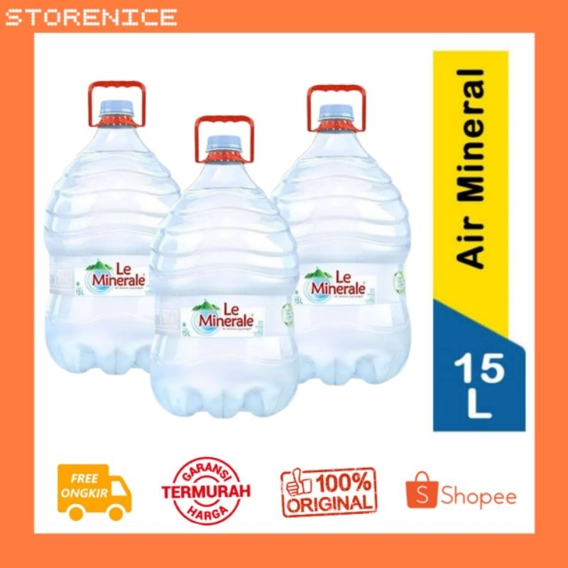 

LE MINERALE GALON 15 LITER ISI 3 (GALON + ISI AIR MINERAL) AIR MINUN KEMASAN