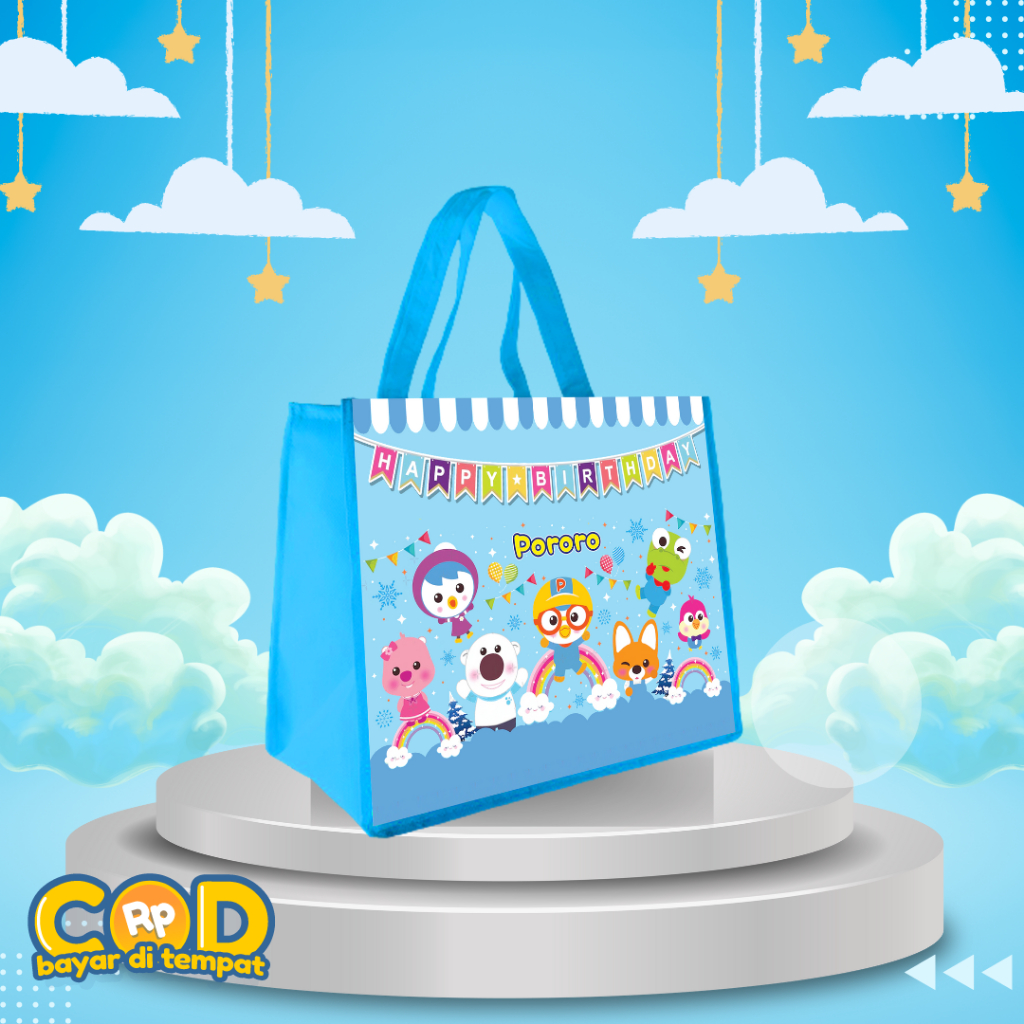 

TAS ULANG TAHUN ANAK PORORO / Tas Ultah Anak / Tas Souvenir Goodiebag / Tas Ultah Harga Murah