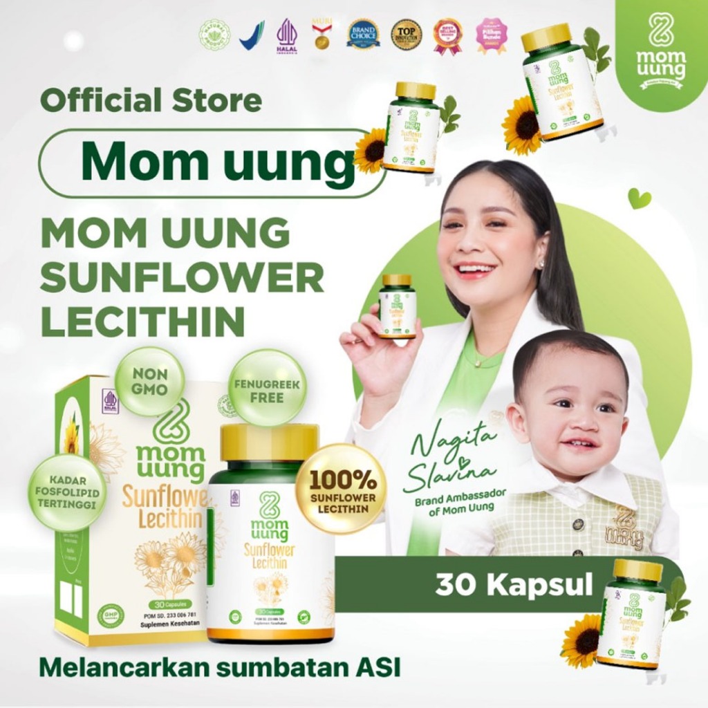 Mom Uung Sunflower Lecithin 30 Kapsul Melancarkan Sumbatan Asi Vitamin Suplemen Ibu Menyusui
