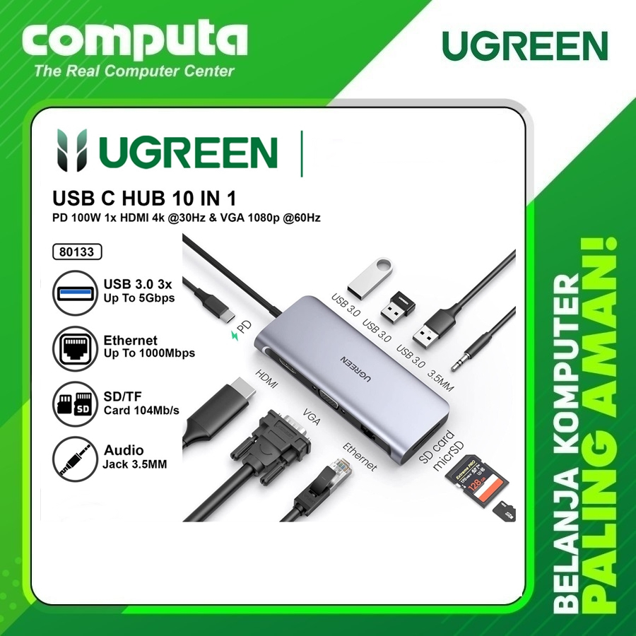 USB Hub Multifunctional Adapter Ugreen 10-in-1 USB C Connector