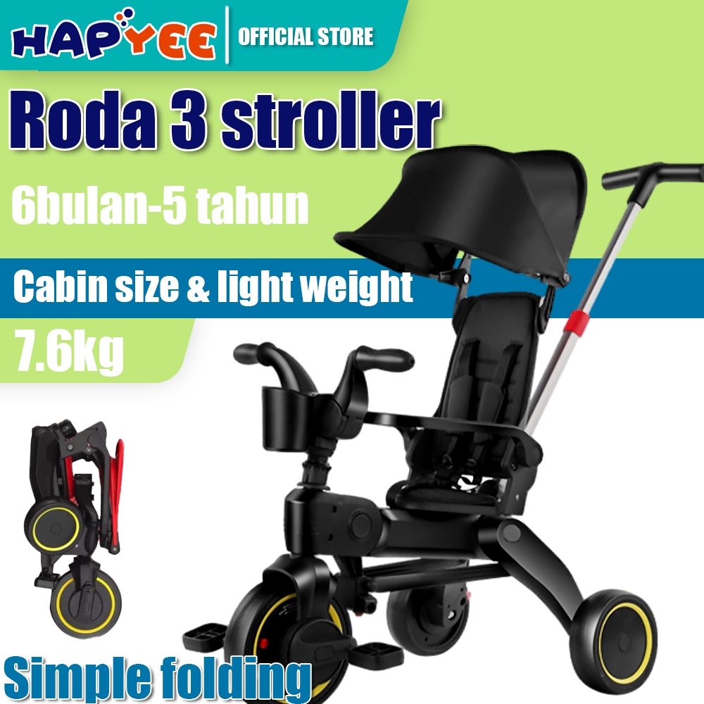 TERLARIS Hapyee Sepeda stroler roda tiga anak 1 tahun sepeda roda 3 bayi lipat tricycle lipat anak