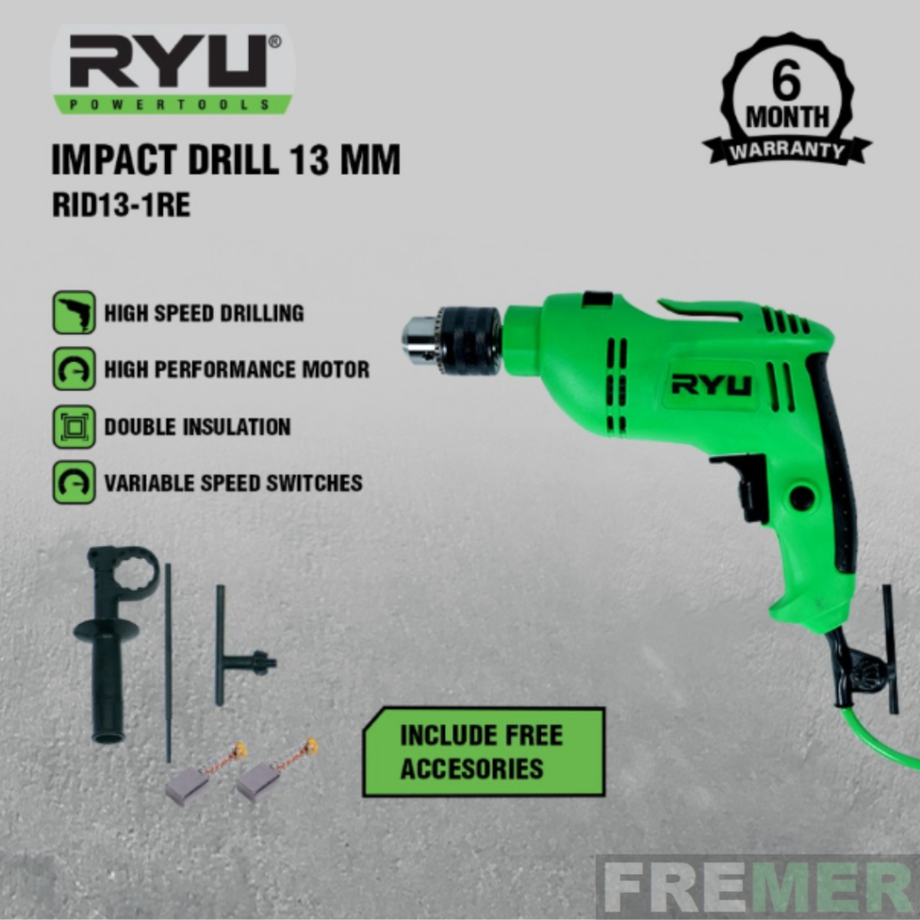 Mesin bor listrik 13mm RYU RID13-1RE RID 13 1 RE