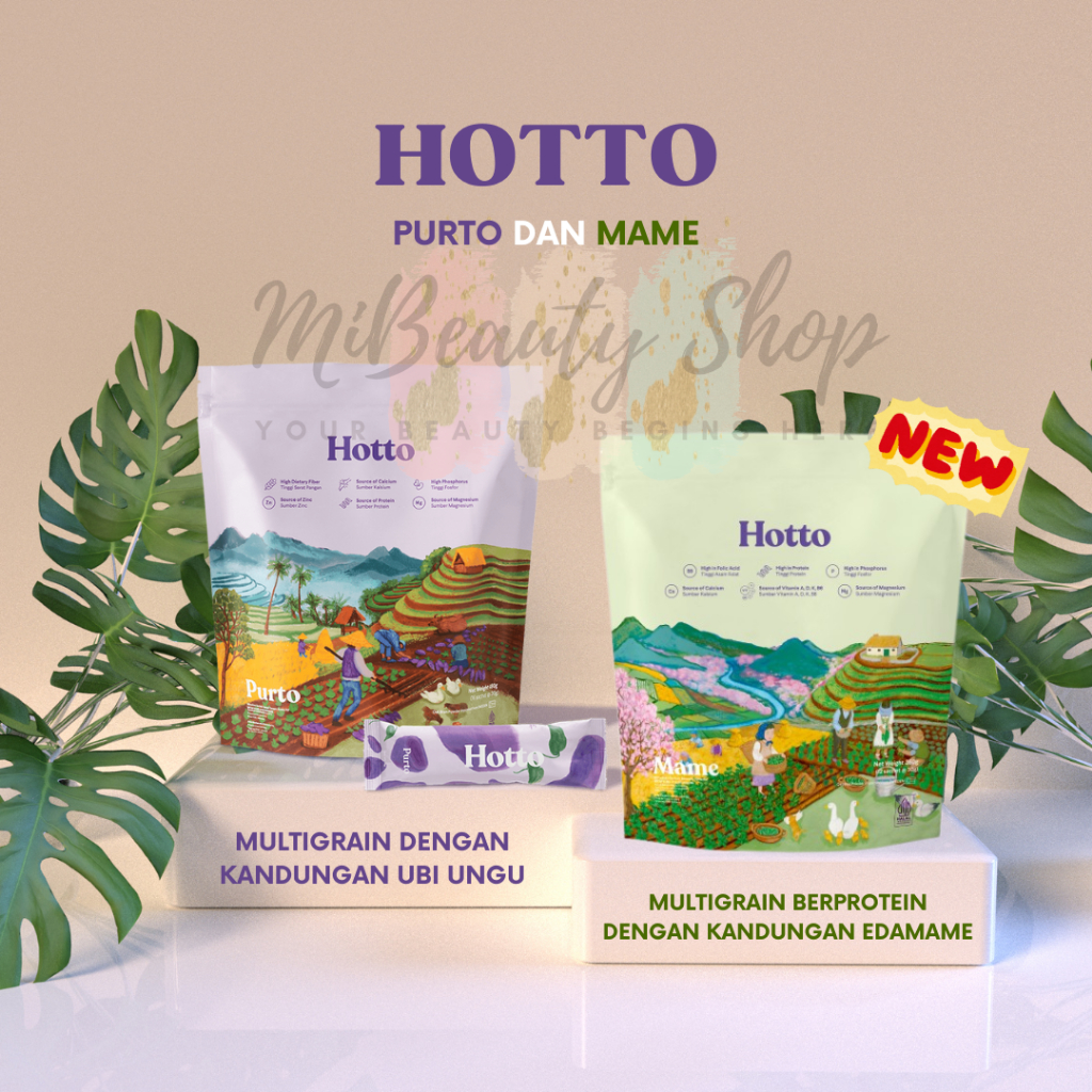 

Hotto Purto Multigrain | Hotto Mame | Tinggi Serat ubi Ungu | Penuh protein denga Edamame | BPOM