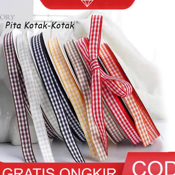 

1ROLL Pita KotakKotak 1cm Ribbon Square Pita Kado PS6