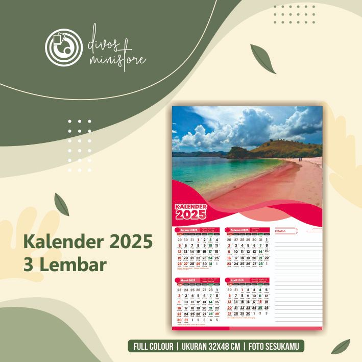 

KALENDER 2025 CUSTOM A3+ ISI 3 LEMBAR ( 1 LEMBAR ADA 4 BULAN )
