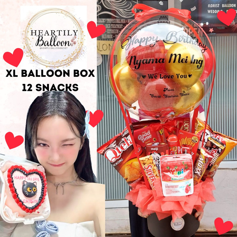 [ READY INSTANT JKT ] XL Balloon Snack Bloom Box Buket Snack Ulang Tahun Buket Wisuda Snack Buket Bi