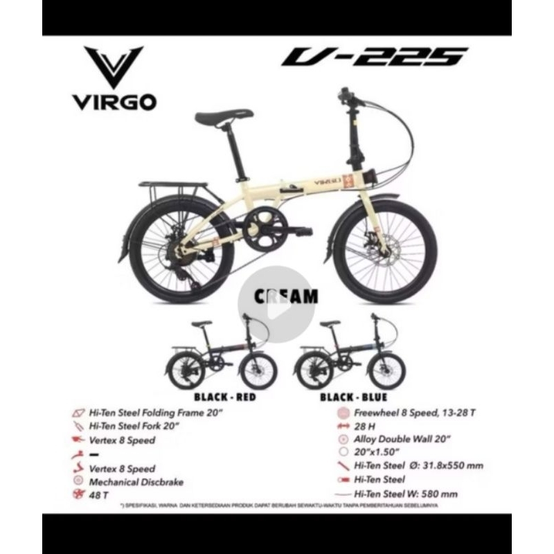 Sepeda lipat virgo V-225 uk 20