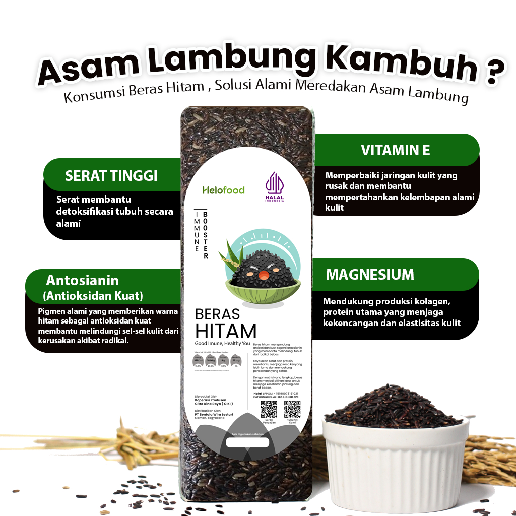 

Beras Hitam Organik Untuk Asam Lambung Halal 1Kg